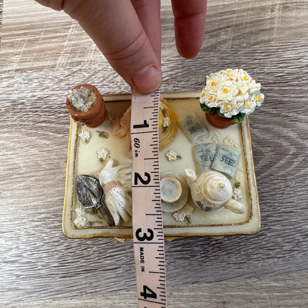 Vintage Dezine Miniature Tea Party Trinket Box Floral Cottagecore Decor - Picture 8 of 9